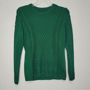 Green holiday cable knit Christmas twee preppy casual sweater size xl